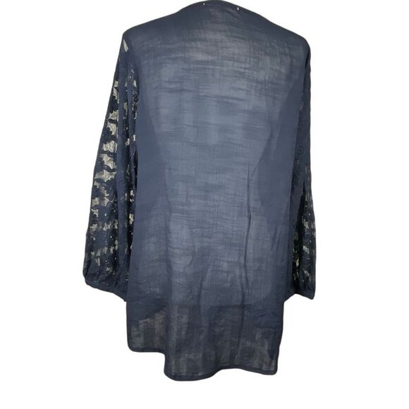 Indigo Soul Semi Sheer Lace Trim Tunic XL - Picture 4 of 5